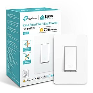 $14.35: Kasa Apple HomeKit Smart Light Switch KS200 Single Pole Neutral Wire Required 2.4GHz Wi-Fi Light Switch White