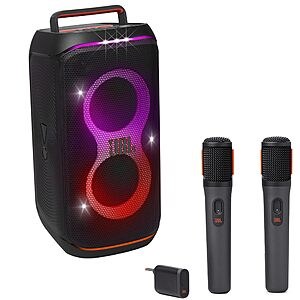$299.95: JBL PartyBox Club 120 Bluetooth Speaker with Dynamic Lights + 2 Wireless Mics – Black at Amazon