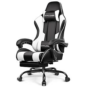 $85.22 FS AMAZON: GTPLAYER Gaming Chair, Computer Chair with Footrest and Lumbar Support, Height Adjustable Game Chair with 360°-Swivel Seat and Headrest