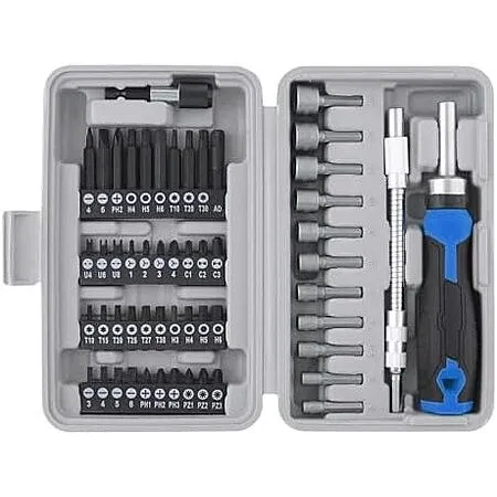 Apollo Tools 54-Piece Screwdriver & Nut Driver Bit Set, Blue/Gray DT 9025