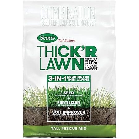 $13.97 12 lb Scotts Turf Builder THICK'R Lawn Tall Fescue Grass Seed Mix with Fertilizer and…