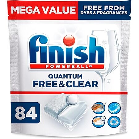 84ct Finish Free & Clear Dishwasher Pods, Dye & Fragrance Free Detergent