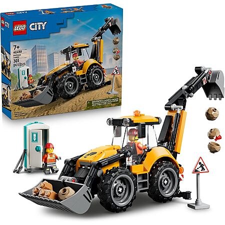 $23.95 | 301-Piece LEGO City: Construction - Backhoe Loader (60480, 2026) at Amazon
