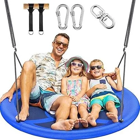 43 Inch Saucer Tree Swing for Kids Adults 700lbs Capacity Blue