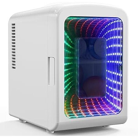 Antarctic Star Small Compact Refrigerator With LED Light, 4L Capacity/6 Cans