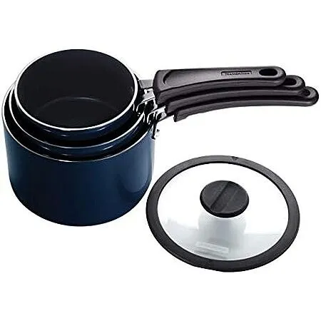 Tramontina Non Stick 6-Piece Nesting Sauce Pan Set with Lids - Naval