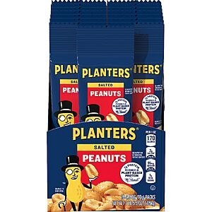 $5.93 or less S&S PLANTERS Individual Size  Salted Peanuts, Plant Based Protein Snacks, 2.5 Oz (15 Ct)