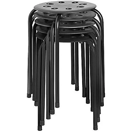 5-Pack Norwood Commercial Furniture Stacking Stools, 17.75", Black