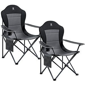 $69.99: 2-Pack EVER ADVANCED Folding Camping Chair with High Back Padded, Black