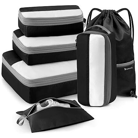 6-Piece Kookoomia Compression Packing Cubes for Travel (Black)