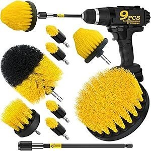 $7.99* | 9-Pc Holikme Drill Brush Power Scrubber Cleaning Attachment Set at Amazon