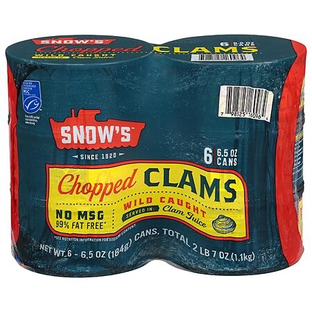 $8 for 6 pack Snow's Wild Caught Chopped Clams, 6.5 oz with S&S