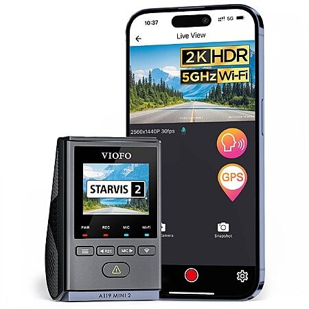 VIOFO A119 Mini 2 Dash Cam, STARVIS 2 Sensor, 2K 60fps/HDR 30fps Voice Control Car Dash Camera