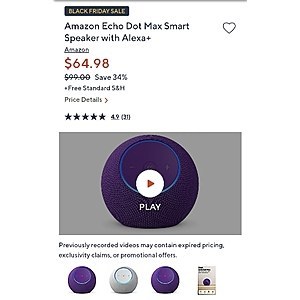(New Accounts Only) Amazon Echo DOT MAX with Alexa plus for $35