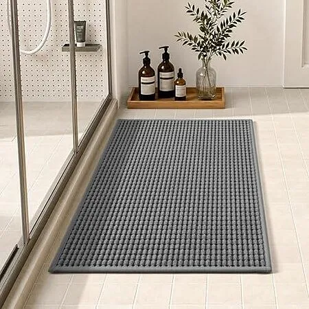 Tchdio Absorbent Non-Slip Bath Mat (Grey, 16" x 24")
