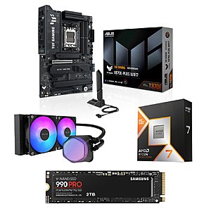 [Bundle] ASUS TUF Gaming X870E-Plus MB + AMD Ryzen 7 9800X3D CPU + 2TB Samsung 990 PRO SSD + Cooler Master 240mm CPU $766 + Free Shipping
