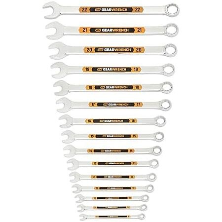 GEARWRENCH 15 Piece 12 Point Metric Hi-Viz Long Pattern Combination Wrench Set | 81902H