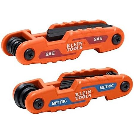 KLEIN TOOLS 70542 Folding Hex Key Set, 17-Key, Metric and SAE, 2-Piece