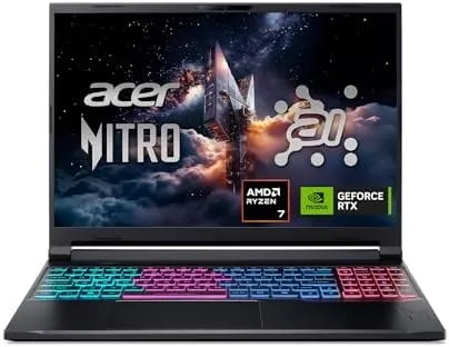 Acer Nitro V 16S AI Gaming Laptop | AMD Ryzen 7 260 | RTX 5060 Laptop GPU (572 AI Tops) | 16" WUXGA IPS 180Hz | 32GB DDR5 | 1TB Gen 4 SSD