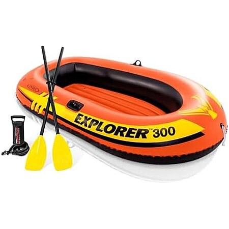 [Prime] $18.98* | INTEX Explorer 300 Inflatable Boat w/ Aluminum Oars & Hand Pump at Amazon