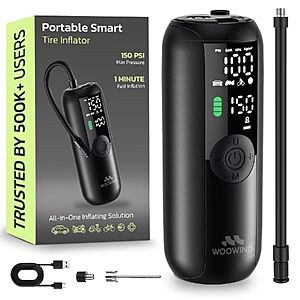 [Prime] 4000mAh Woowind 150 PSI Portable Tire Inflator Pump w/ LCD Display $14.99 + Free Shipping