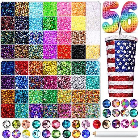 [Prime] 56000-Piece 3mm BBita Flatback Resin Jelly Rhinestones Bedazzling Kit (56 Colors)  $3.59 + Free Shipping