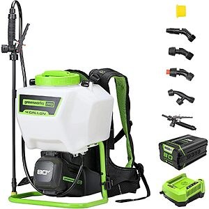 [Prime] Greenworks 80V 4-Gallon Battery-Powered Backpack Sprayer Kit w/ 2Ah Battery & Charger $189.99 + Free Shipping
