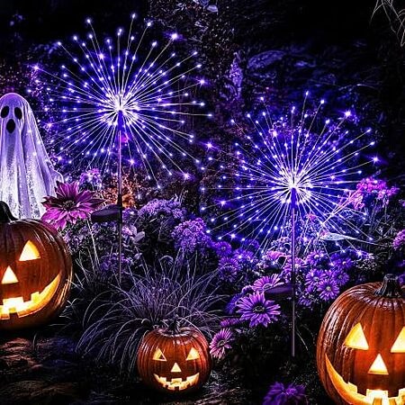 2-Pk GIGALUMI Purple Solar Firework Lights w/ Dusk-to-Dawn Sensor