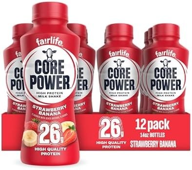 12-pk 14-oz Core Power Fairlife 26g Protein Milk Shakes (Strawberry Banana)