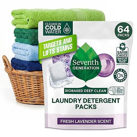 [S&S] $13.22: Seventh Generation Laundry Detergent Packs, Fresh Lavender, 64 Count