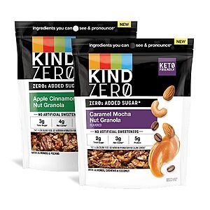 [S&S] KIND Zero Added Sugar Granola Variety Pack, Gluten Free, Low Sugar, Keto Snacks, Apple Cinnamon Nut, Caramel Mocha Nut, 5g Protein, 8oz, 2 Count $7.99