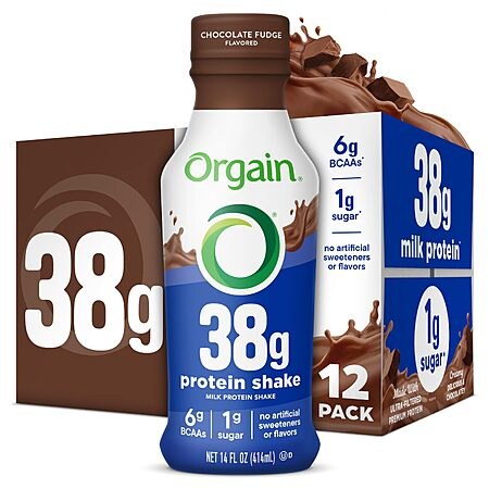 [S&S, AC] $25.49: Orgain Grass-Fed Protein Shake, Chocolate, 14 oz, 12-pack