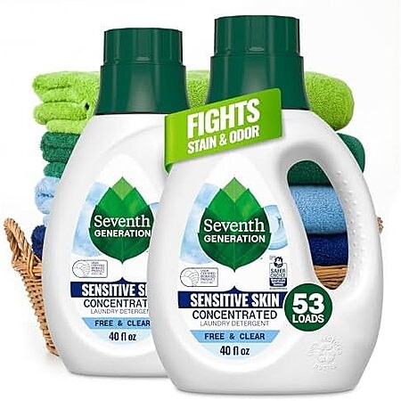 2-Pack 40-Ounce Seventh Generation Free & Clear Concentrated Laundry Detergent