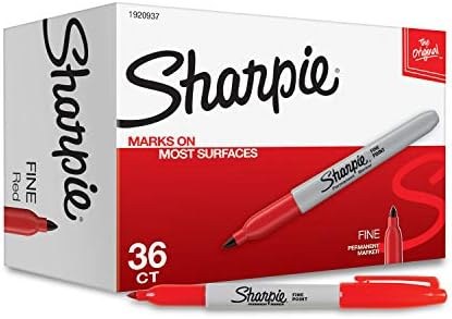 36-Count Sharpie Permanent Markers, Fine Tip, Red