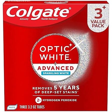 3-pk 3.2-oz Colgate Optic White Advanced Hydrogen Peroxide Toothpaste