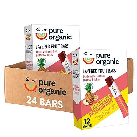 [SnS, AC] $10.18 | 24-Pack 0.52-Oz Pure Organic Layered Fruit Bars (Pineapple Passionfruit) at Amazon
