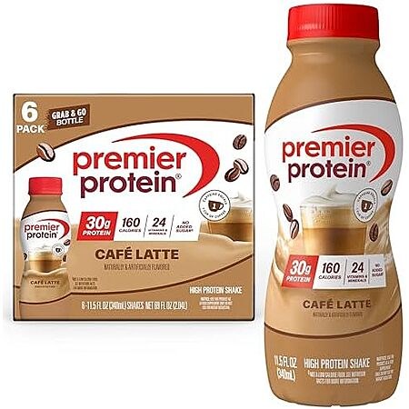 6-Pack 11.5-Oz Premier Protein 30g High Protein Shake (Cafe Latte)