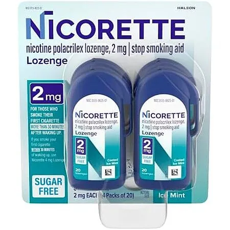 4-Pack 20-Count Nicorette Nicotine Lozenges 2mg, Quit Smoking Aid (Ice Mint)