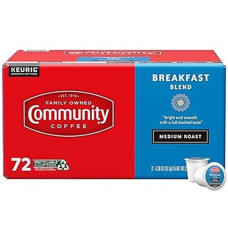 72-Count Community Coffee Single-Serve Keurig Coffee Pods (Breakfast Blend)