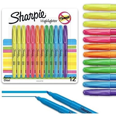 12-Ct Sharpie Pocket Style Chisel Tip Quick Dry Highlighters (Assorted Colors)