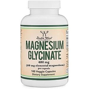 [SnS, AC] $8.37* | 180-Ct Double Wood Supplements Magnesium Glycinate Capsules (400mg) at Amazon