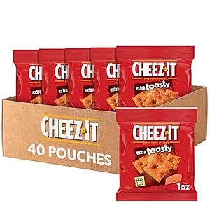 [SnS, AC] $8.53 | Cheez-It Cheese Crackers, Baked Snack Crackers, Single Serve, Extra Toasty (40 Pouches) at Amazon