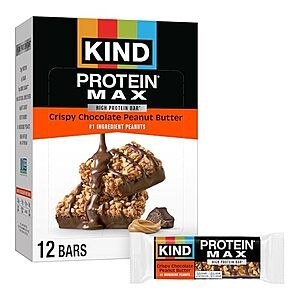 [SnS, AC] $8.72** | 12-Count KIND Protein MAX Snack Bars (Crispy Chocolate Peanut Butter) at Amazon