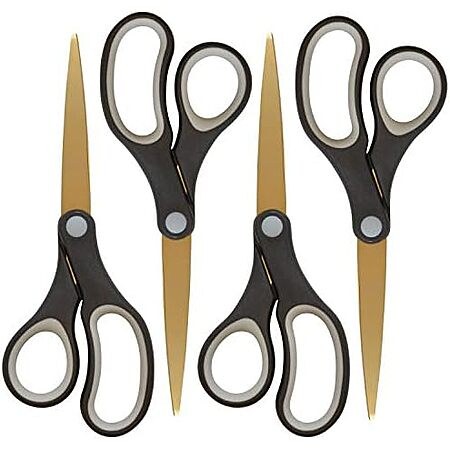 4-Pk Westcott 8" Titanium-Bonded Scissors (Black/Gold)