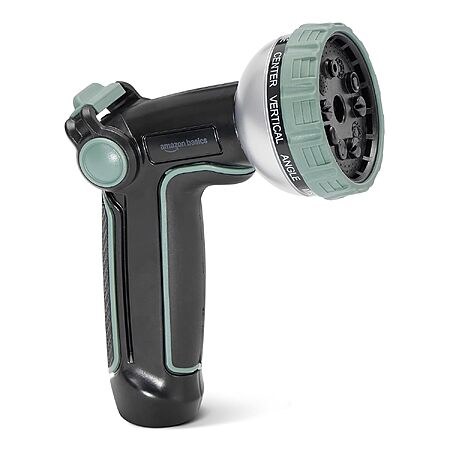 10-Pattern Amazon Basics Metal Garden Hose Nozzle w/ Rotating Head (Black)