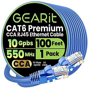 100-Feet GEARit Cat 6 Ethernet Cable (Blue) $9.84 + Free Shipping w/ Prime or on $35+