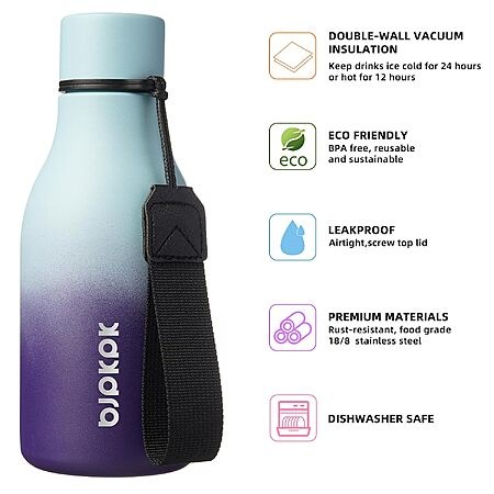 12-Oz BJPKPK Insulated Stainless Steel Water Bottle w/ Carry Strap (Ocean Dream)
