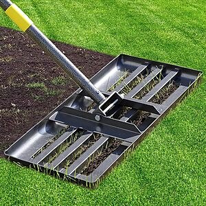 17" x 10" cogardenshower Heavy Duty Stainless Steel Lawn Leveling Rake w/ Adjustable 28-72" Handle $12.99 + Free Shipping w/ Prime or on $35+