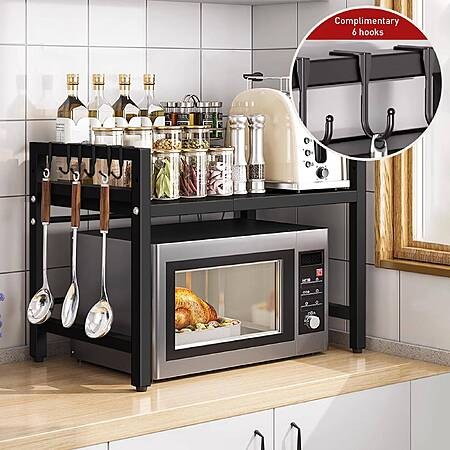 1pc Expandable 42-64cm Microwave Shelf Organizer black $20.4 + Free Shipping