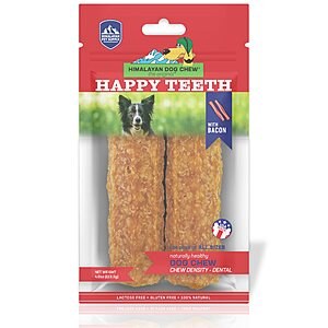2-Count Himalayan Dog Chew Happy Teeth Soft Yak Cheese Dental Treats (Bacon) $3.35 w/ Autoship + Free S&H on $35+